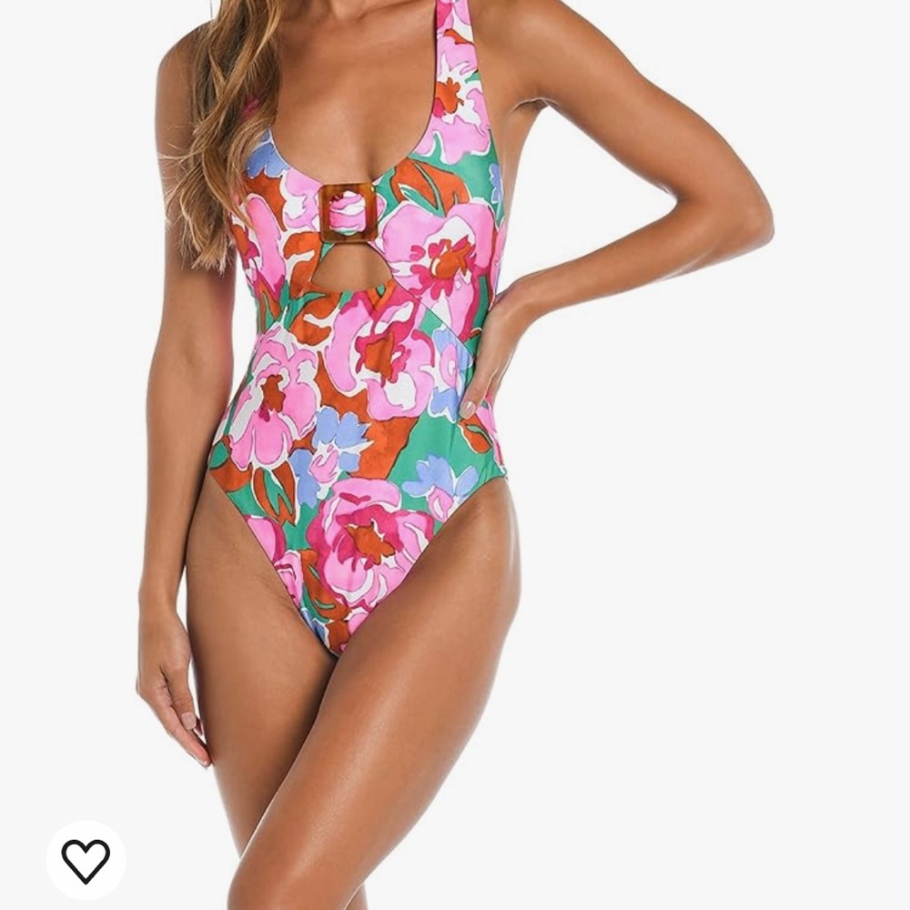 Sunshine 79 Summer of Love V-Plunge One Piece Pink Floral Tortoise Ring size 10